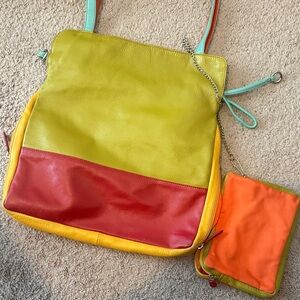 Women’s multi color handbag with coin purse